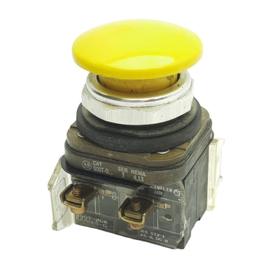 Used Allen Bradley 800T-D Momentary Push Button, Yellow, ø41mm Mushroom, 2N/C