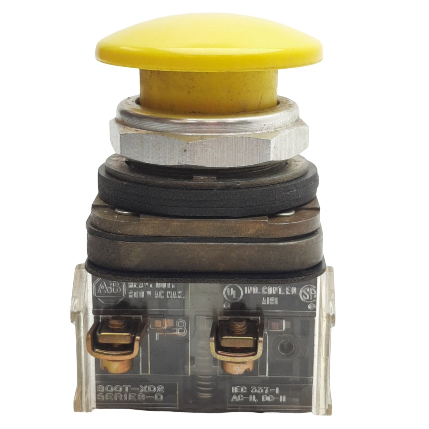 Used Allen Bradley 800T-D Momentary Push Button, Yellow, ø41mm Mushroom, 2N/C