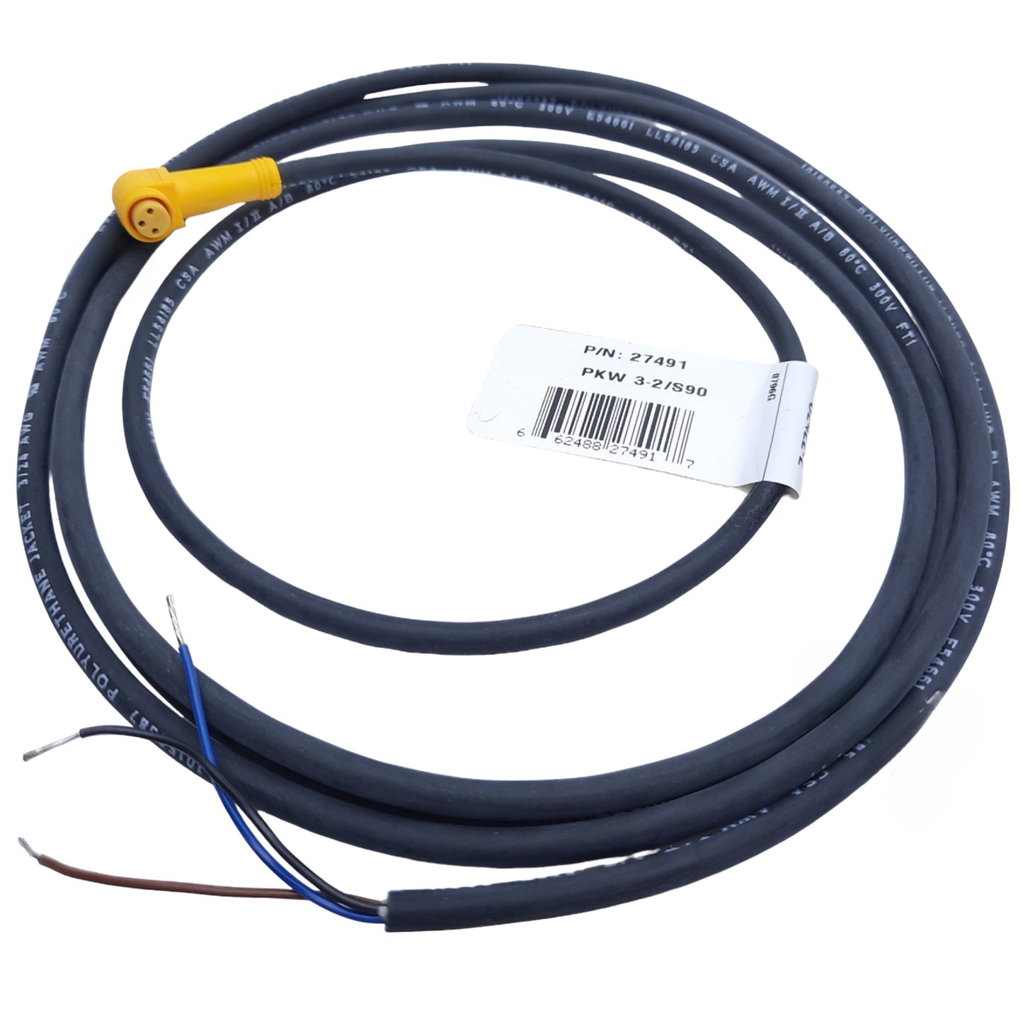 New – Open box Banner PKW 3M-2/S90 PicoFast Cable 3-Pin M8 Female 90° Single-Ended 125VAC/DC 2m