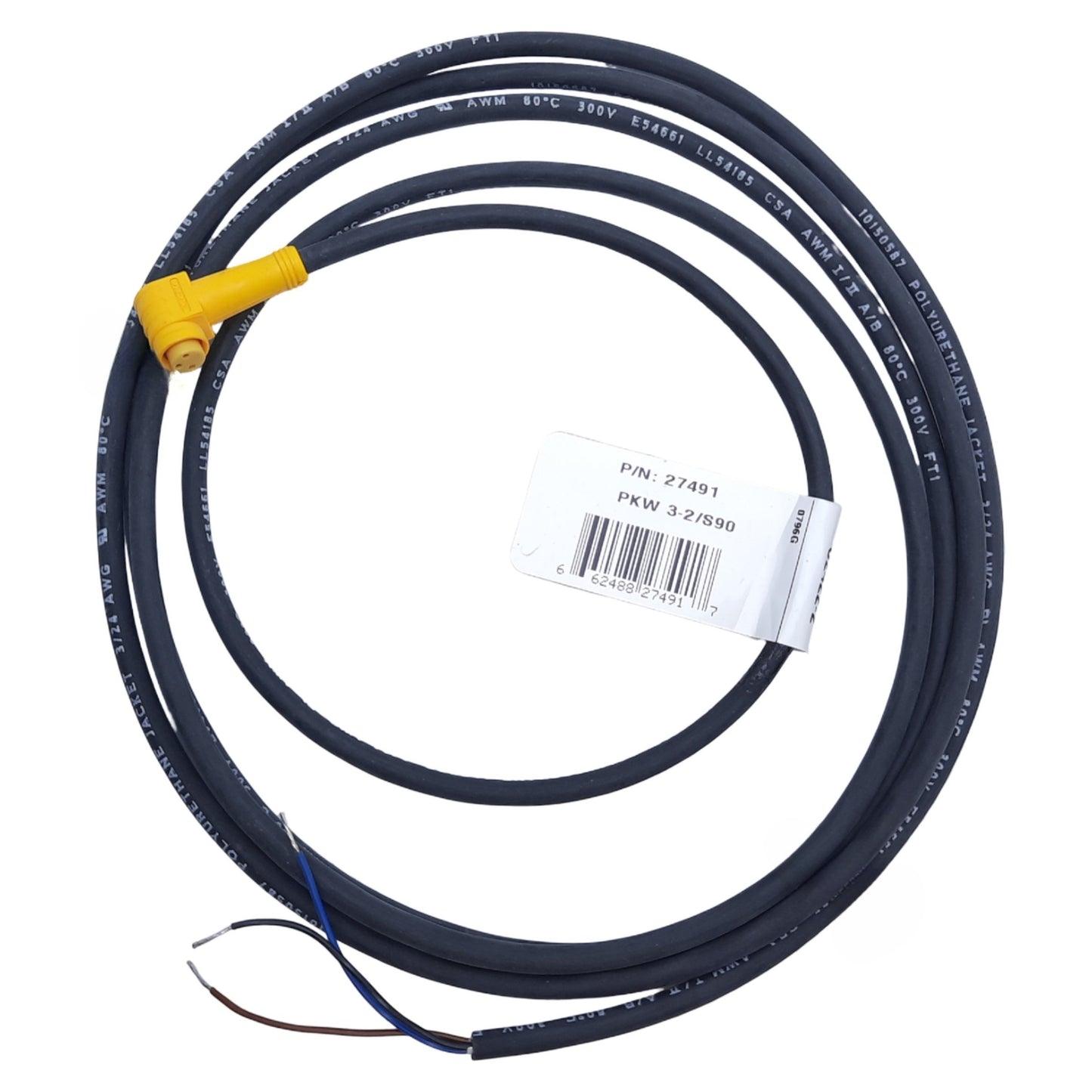 New – Open box Banner PKW 3M-2/S90 PicoFast Cable 3-Pin M8 Female 90° Single-Ended 125VAC/DC 2m