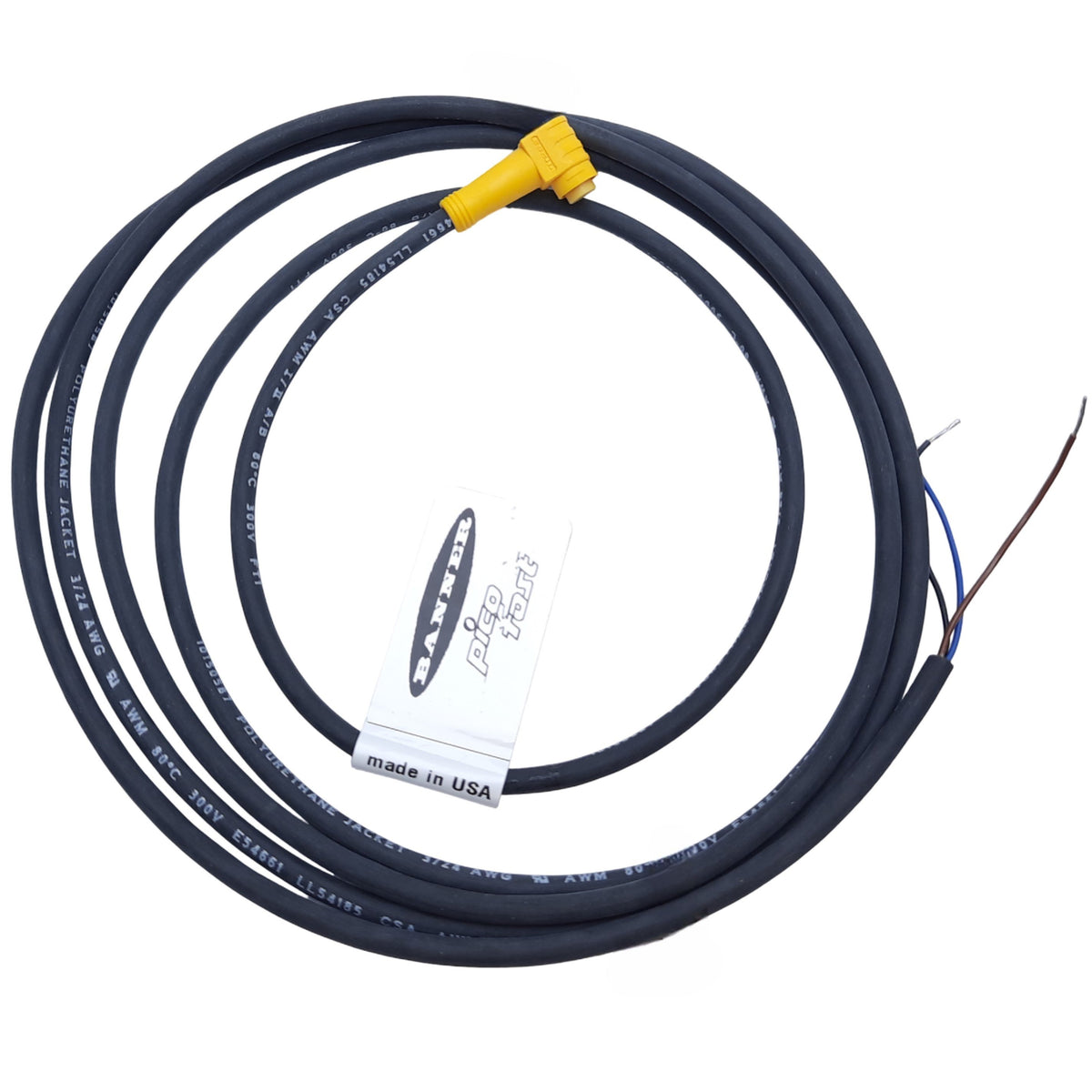 S90 Router Power Cable Banner PKW 3M-2/S90 PicoFast Cable 3-Pin M8 Female 90° Single-Ended 12 ...