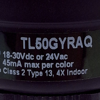 Used Banner TL50GYRAQ Light Tower 3-Color Green Yellow Red, Alarm, M12 5-Pin 18-30VDC