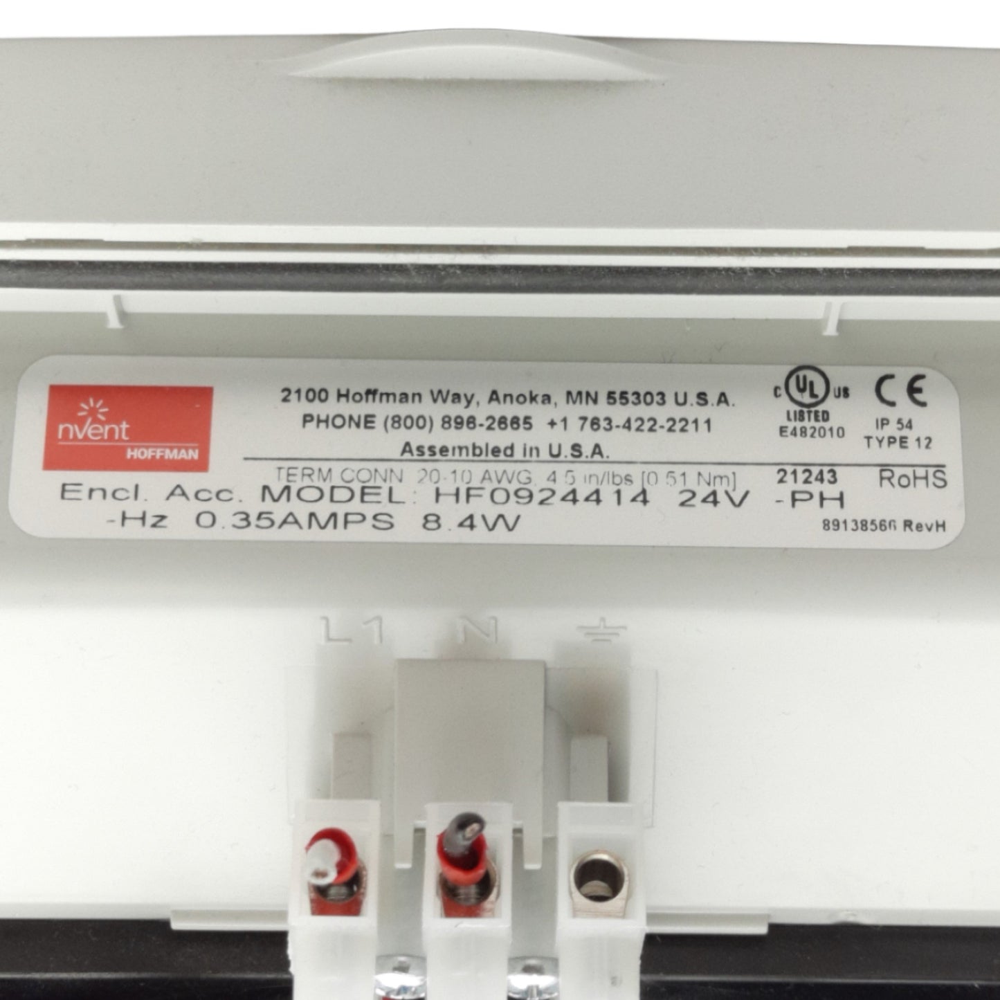 Used Hoffman HF0924414 nvent Side-Mount Filter Fan Lt Gray, 24VDC, 70 CFM, 8x8x4"
