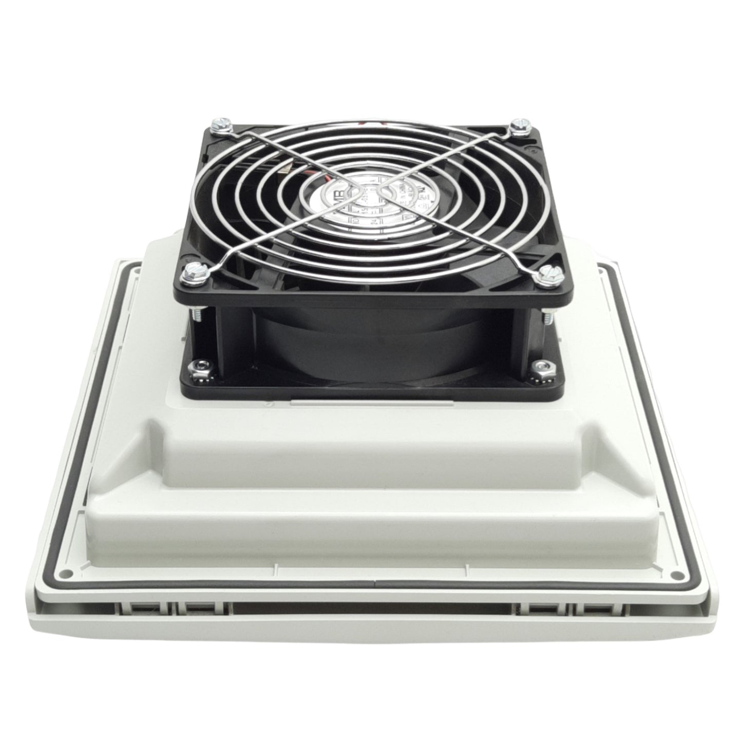 Used Hoffman HF0924414 nvent Side-Mount Filter Fan Lt Gray, 24VDC, 70 CFM, 8x8x4"