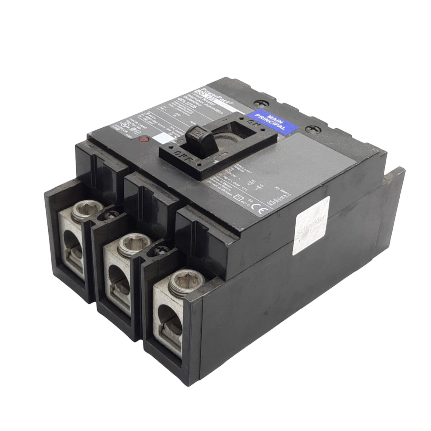 Used Schneider Square D QDL32125 PowerPact Circuit Breaker 3-Pole, 415Y/240VAC 125A