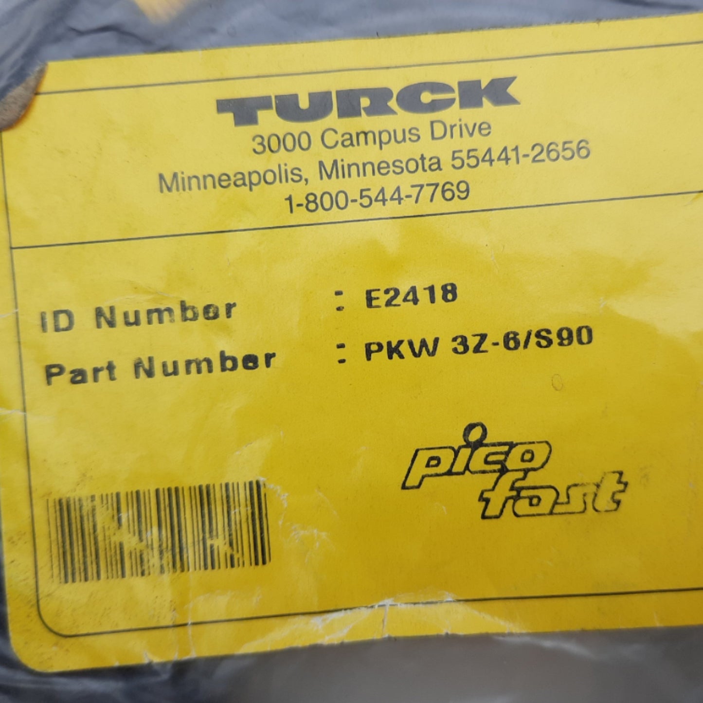 New Turck PKW 3Z-6/S90 PicoFast Snap-On Cable, 3Pin M8 Female 90° Angle 125VAC, 6m