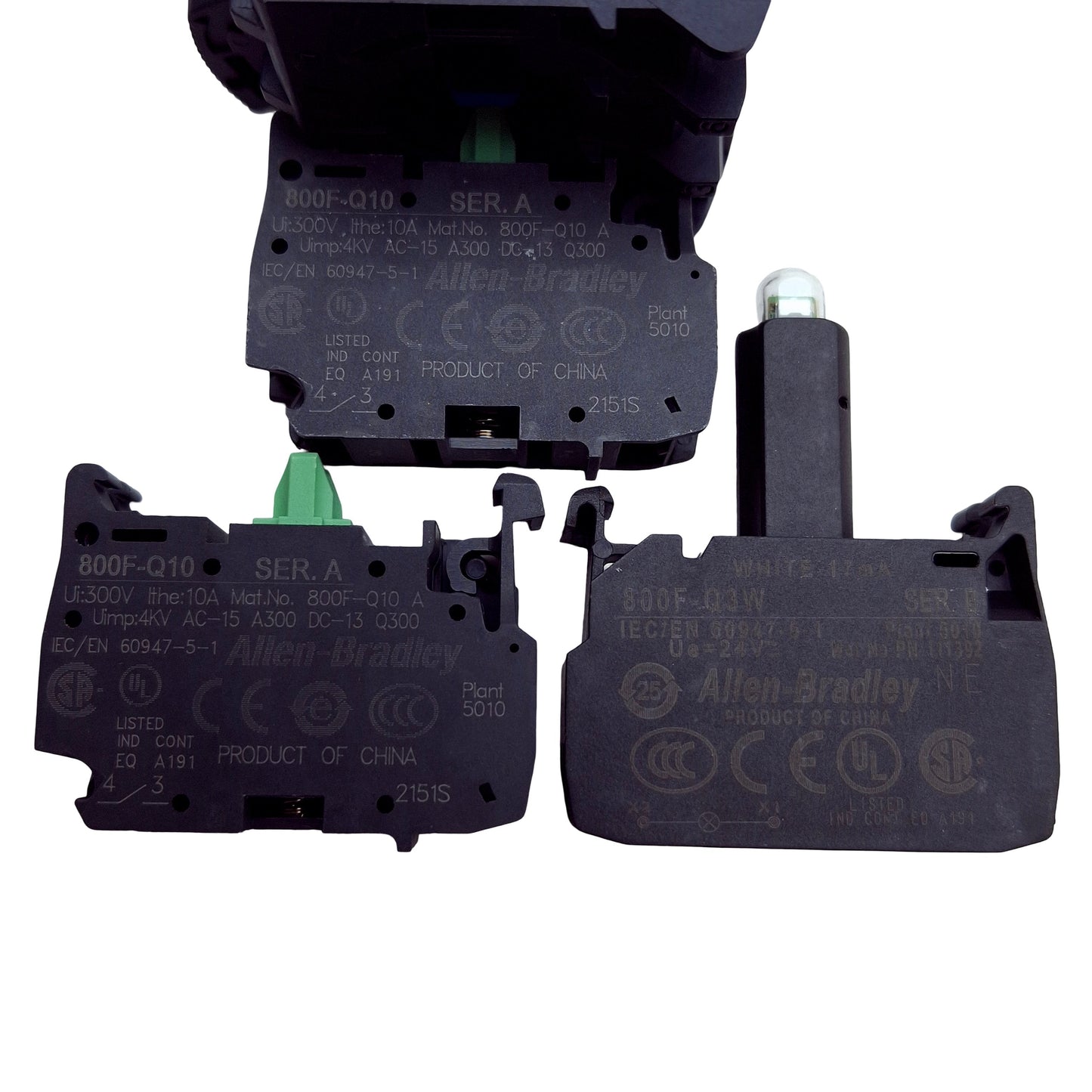 Used Allen Bradley 800FP-LE6PQ3WQ20 Blue Illuminated Momentary Pushbutton 22.5mm 2NO