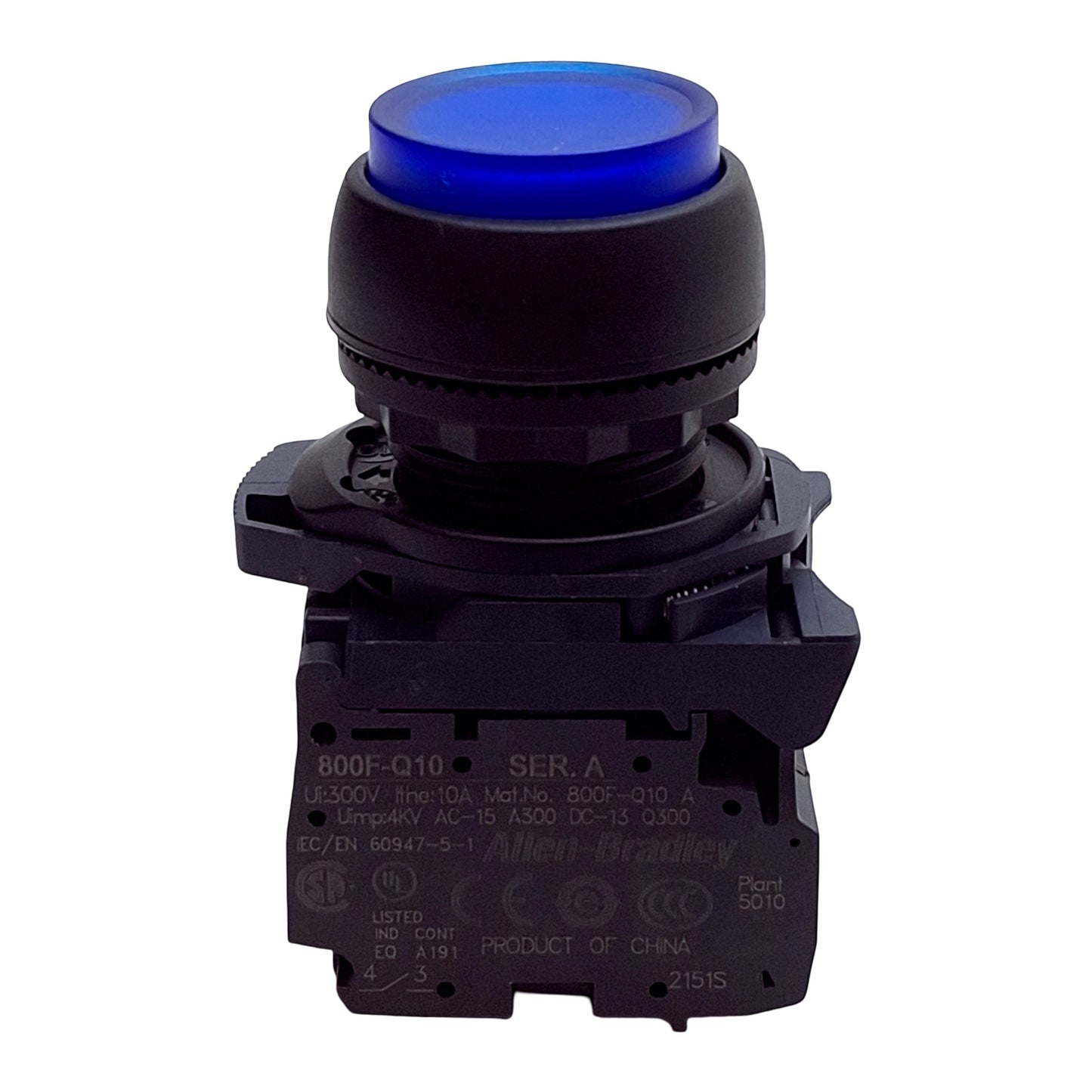 Used Allen Bradley 800FP-LE6PQ3WQ20 Blue Illuminated Momentary Pushbutton 22.5mm 2NO