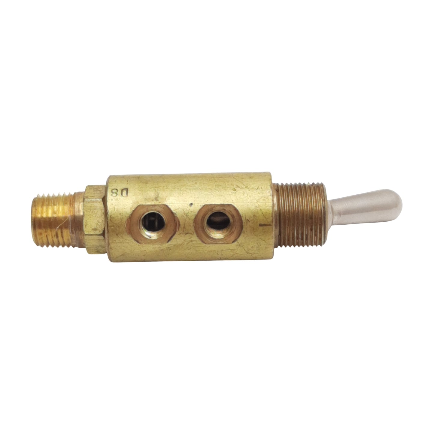 Used Lot of 2 Clippard MTV-3P Toggle Valve, 3-Way NC, 1/8in NPT/#10-32, 300psig Max