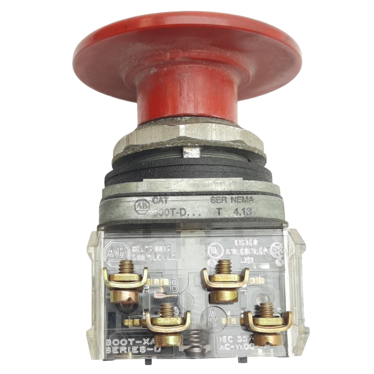 Used Allen Bradley 800-D Push Button, Momentary, Red, ø57mm Mushroom, 1NO&1NC, ø30mm