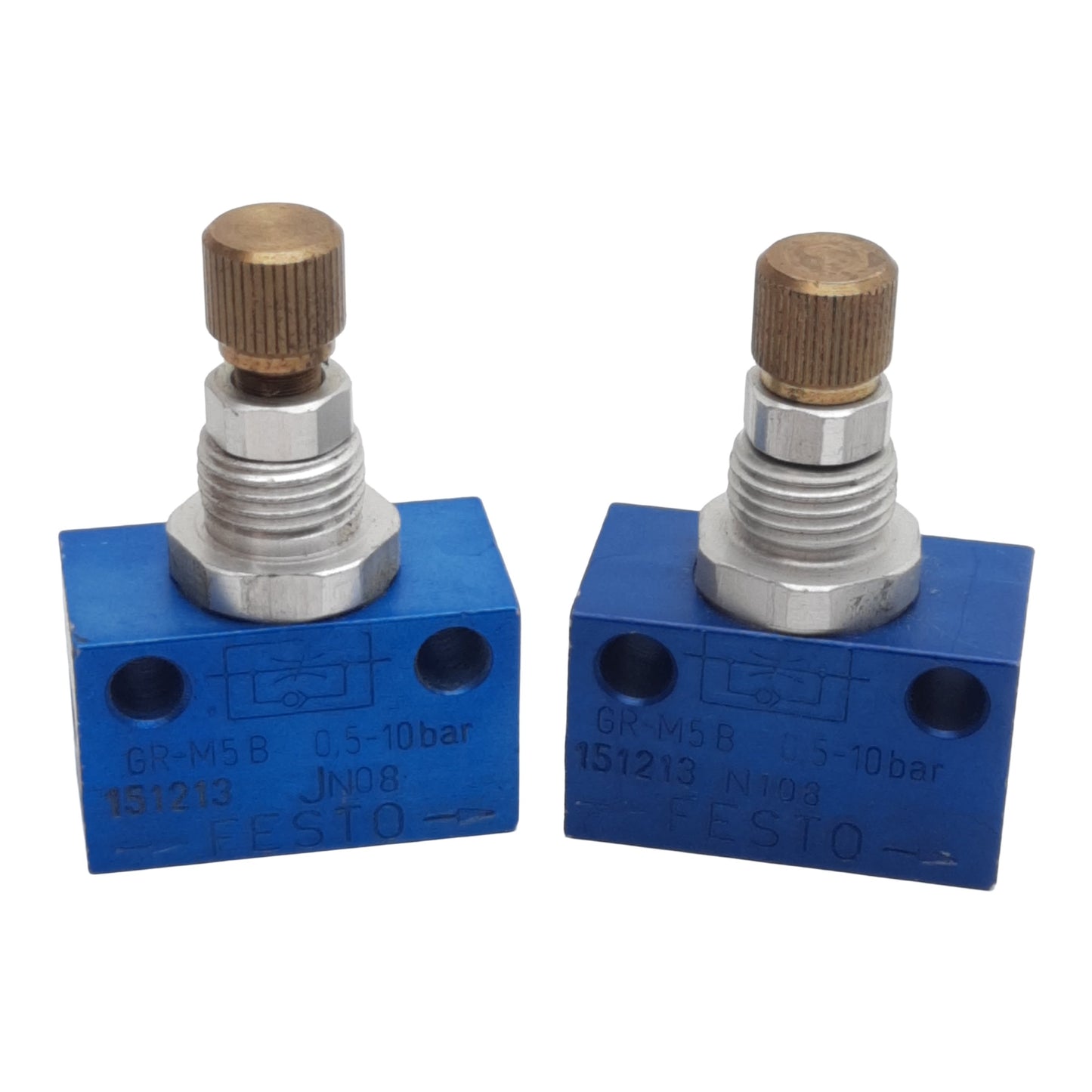Used Lot of 2 Festo GR-M5B 151213 Flow Control Valve, 1-Way, 0.5-10bar, 115l/min, M5