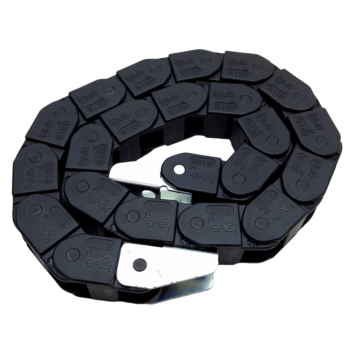 Used Igus 10.1.028 Energy Chain, 28mm Bending, 15x18mm Inner, 22 Links, 29.25in Long