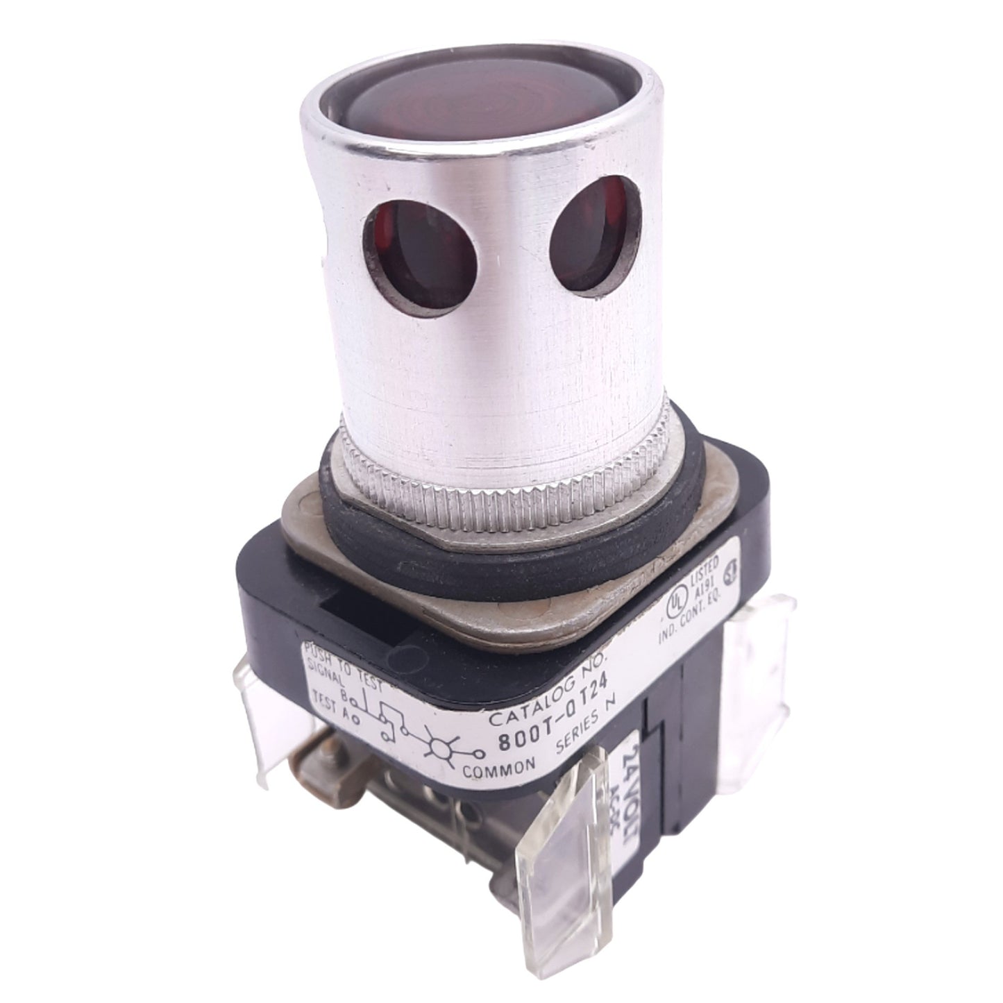 Used Allen Bradley 800T-QT24 Push/Test Pilot Light, 1NO 1NC, 600V 10A Max, *No Bulb