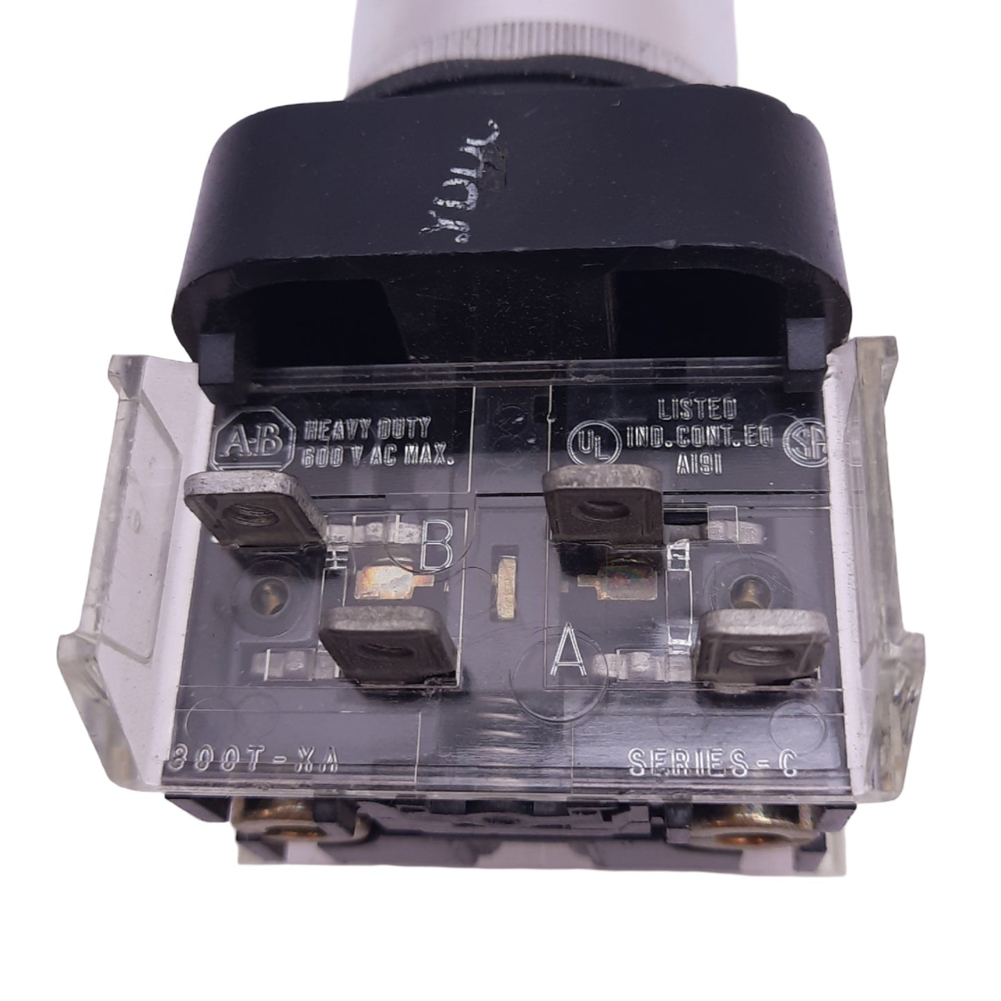 Used Allen Bradley 800T-QT24 Push/Test Pilot Light, 1NO 1NC, 600V 10A Max, *No Bulb