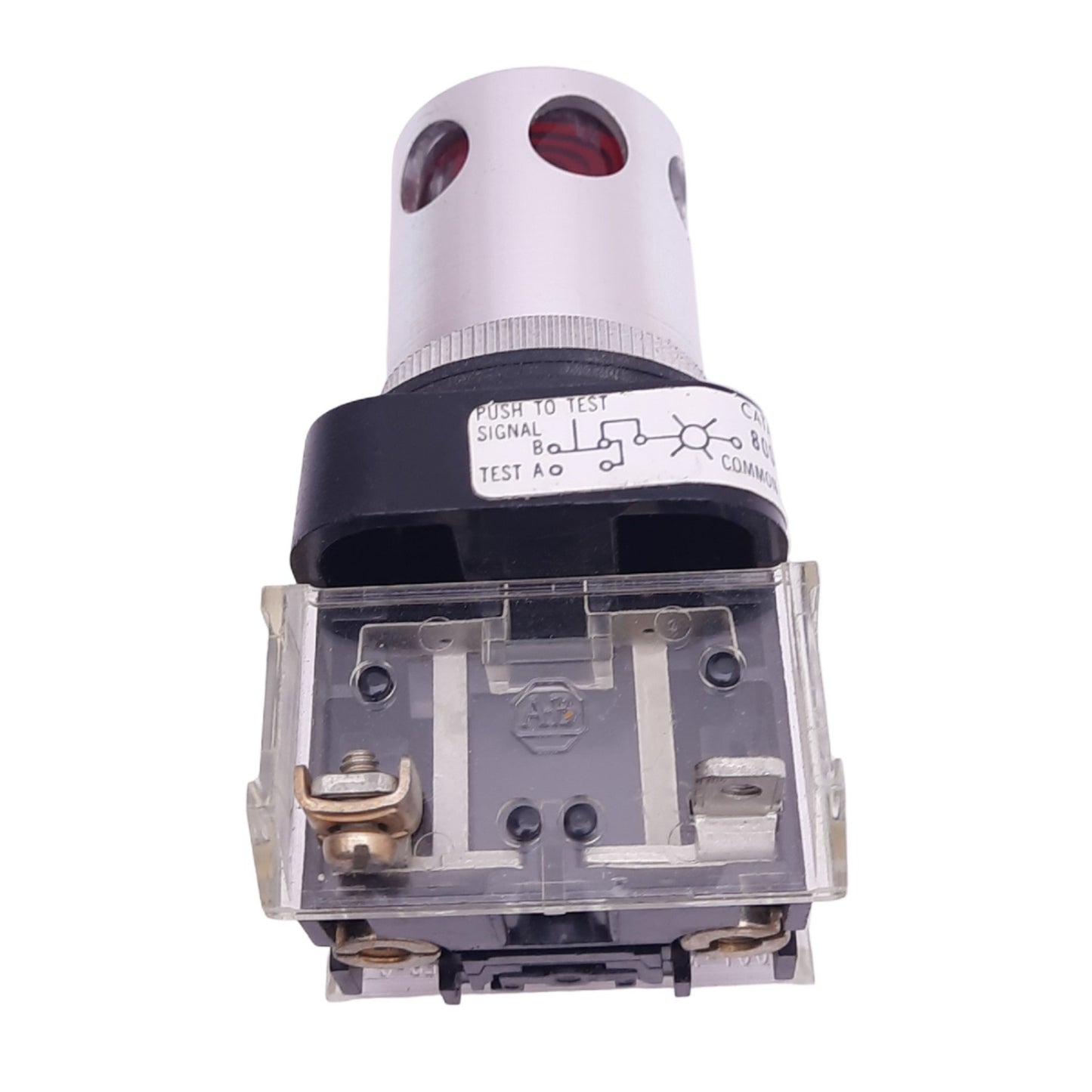 Used Allen Bradley 800T-QT24 Push/Test Pilot Light, 1NO 1NC, 600V 10A Max, *No Bulb