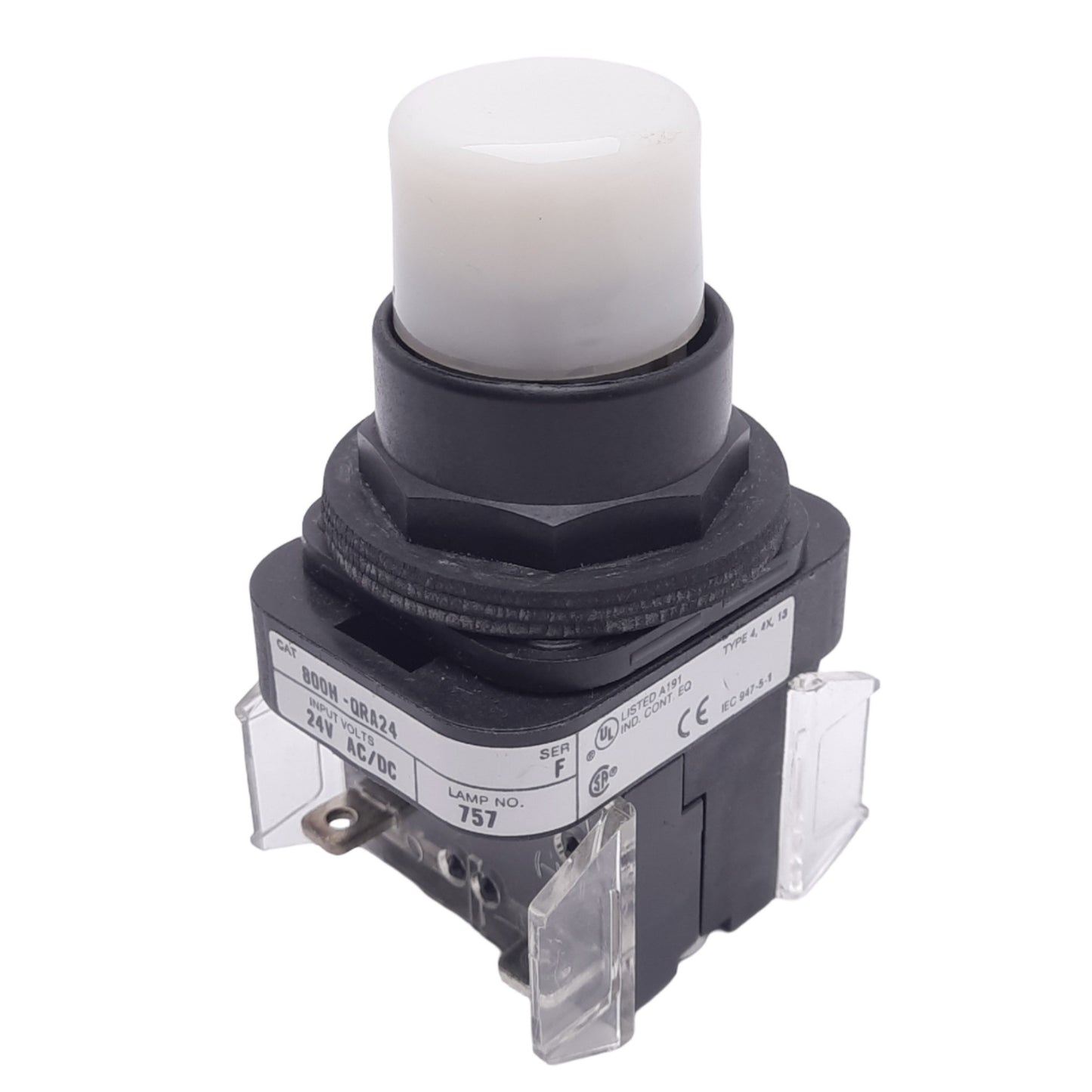 Used Allen Bradley 800H-QRA24W Illuminated White Pushbutton, 30mm, 1NO, 600V 10A Max