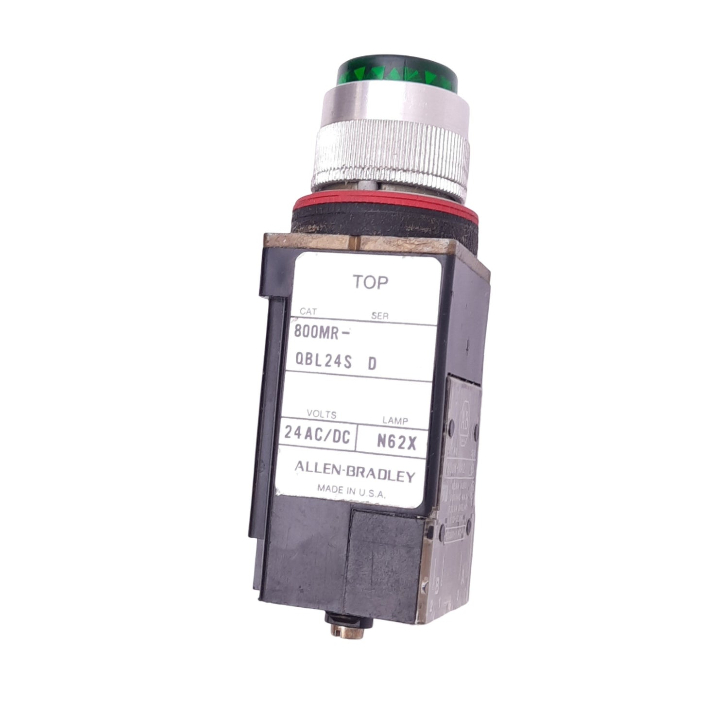 Used Allen Bradley 800MR-QBL24S Green Illuminated Pushbutton, 22mm, 2NO, 300V 10A Max