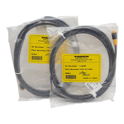 New Lot of 2 Turck PKG 3Z-2/S90 Cordset, 3-Pin M8 Female Picofast to Flying Leads 2m