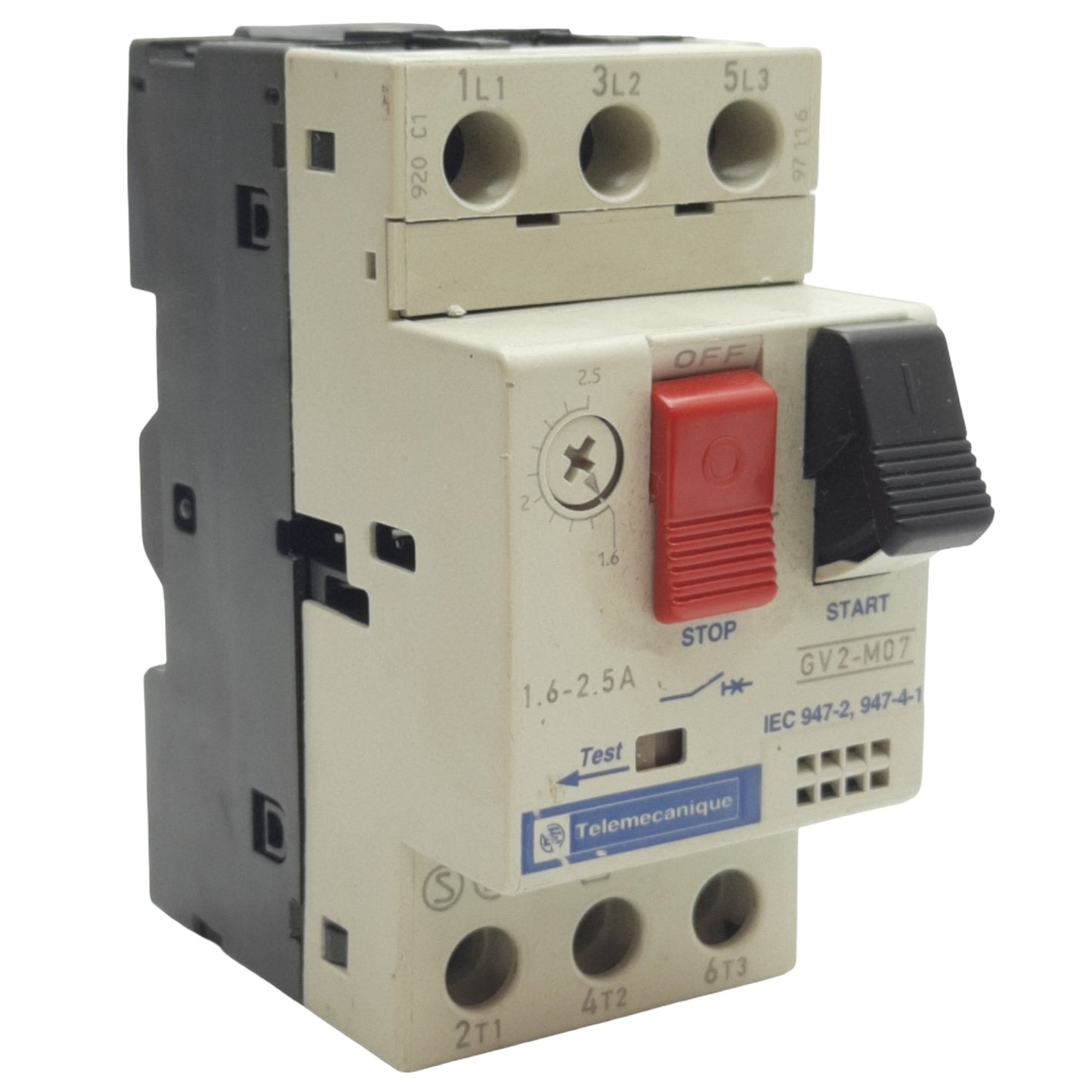 Used Telemecanique GV2-M07 Thermal-Magnetic Circuit-Breaker, 3-Pole, 1.6-2.5A, 690VAC
