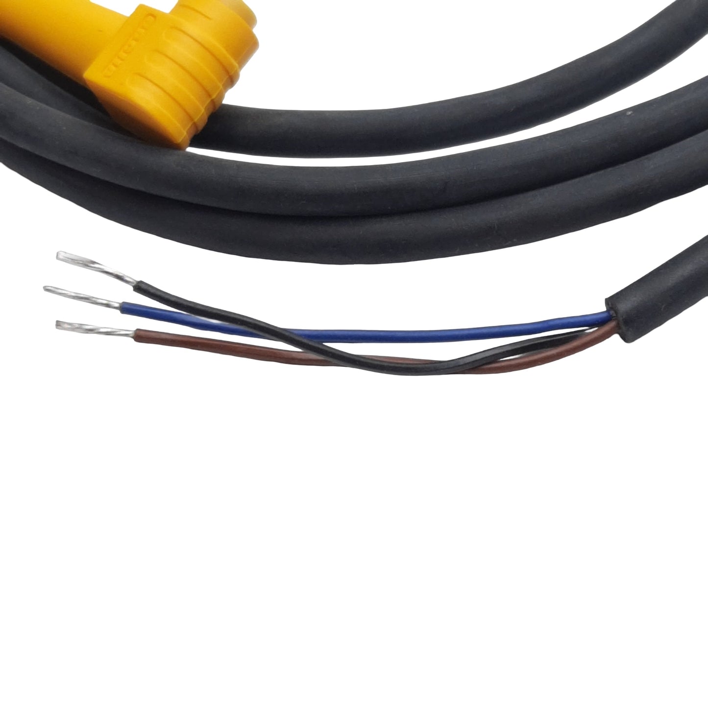 Used Banner 27491 PKW3-2 Cordset, 3-Pin M8 90° Female to Flying Leads, 2A 125VAC, 2m