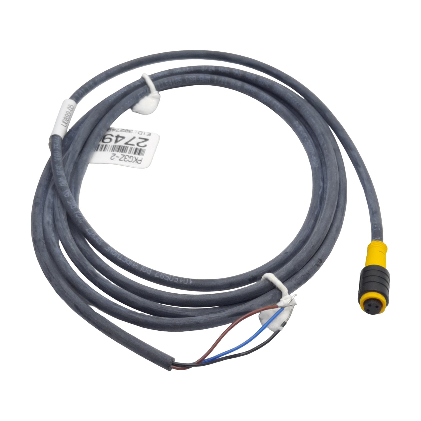 Used Banner PKG3Z-2 Cordset, 3-Pin M8 Female Straight to Flying Leads, 2A 125VAC, 2m