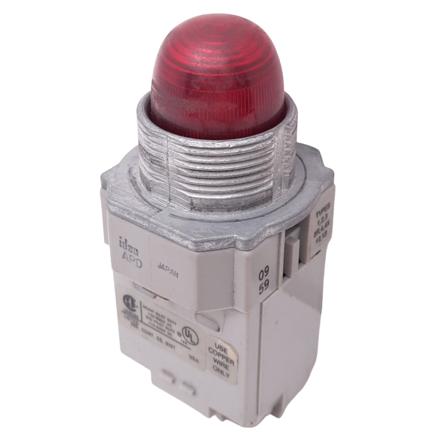 Used IDEC APD1126N-R Red Indicator Pilot Light, ø30mm Panel Mount, 120VAC, *No Bulb