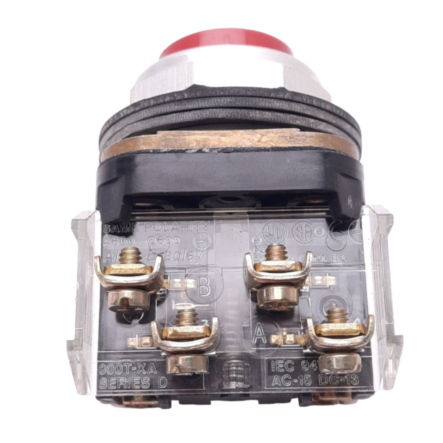 Used Allen Bradley 800T-B6A Red Momentary Pushbutton, ø30mm, 1NO 1NC, 600V 10A Max