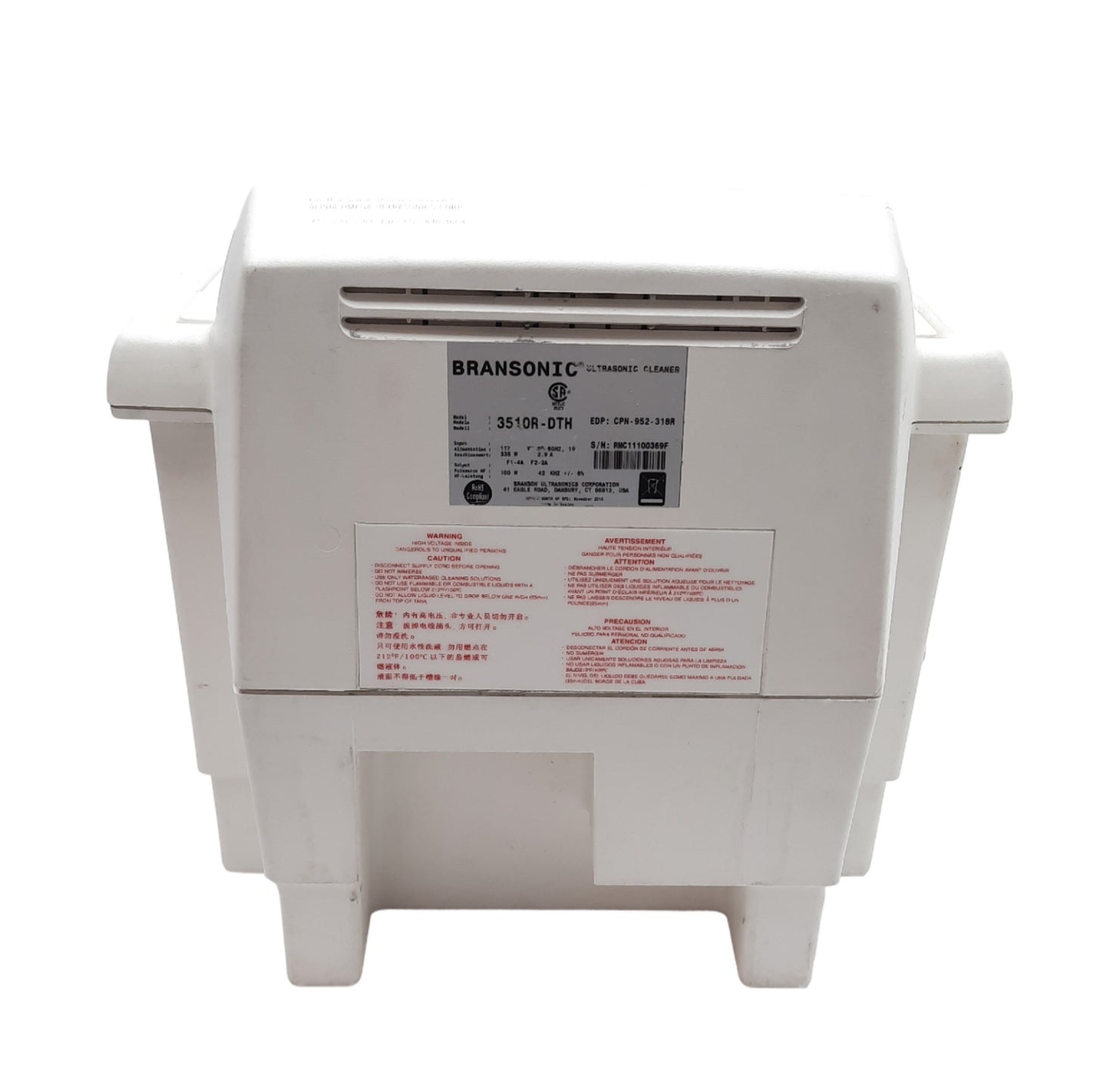 Used Branson 3510R-DTH Ultrasonic Bath Cleaner, 1.5gal, Ambient to 69°C, 117VAC *Lid*