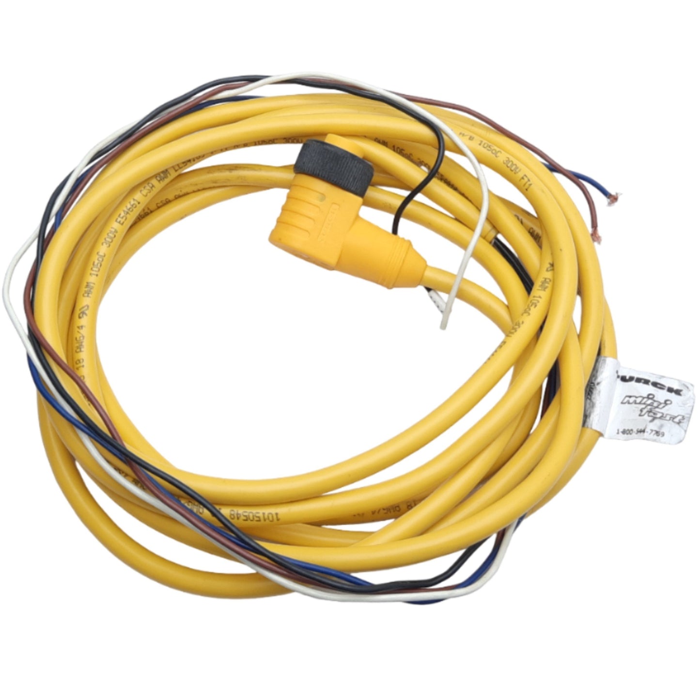 Used Turck WK 40-4M MiniFast Cable 4-Pin Female Right-Angle 7/8"-16UN 600V AC, 4m