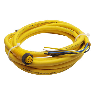 Used Banner QDC-525 Cordset, 5-Pin 7/8in Mini Female to Flying Leads, 2A 75VAC/DC, 4m