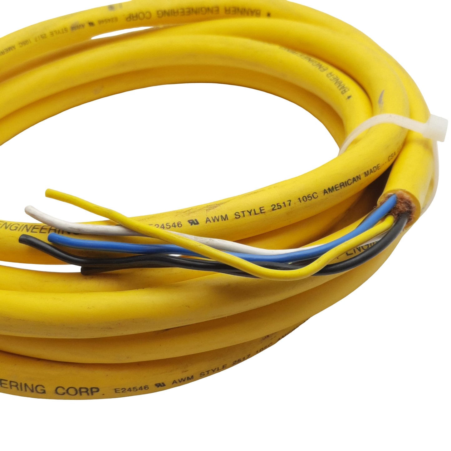 Used Banner QDC-525 Cordset, 5-Pin 7/8in Mini Female to Flying Leads, 2A 75VAC/DC, 4m