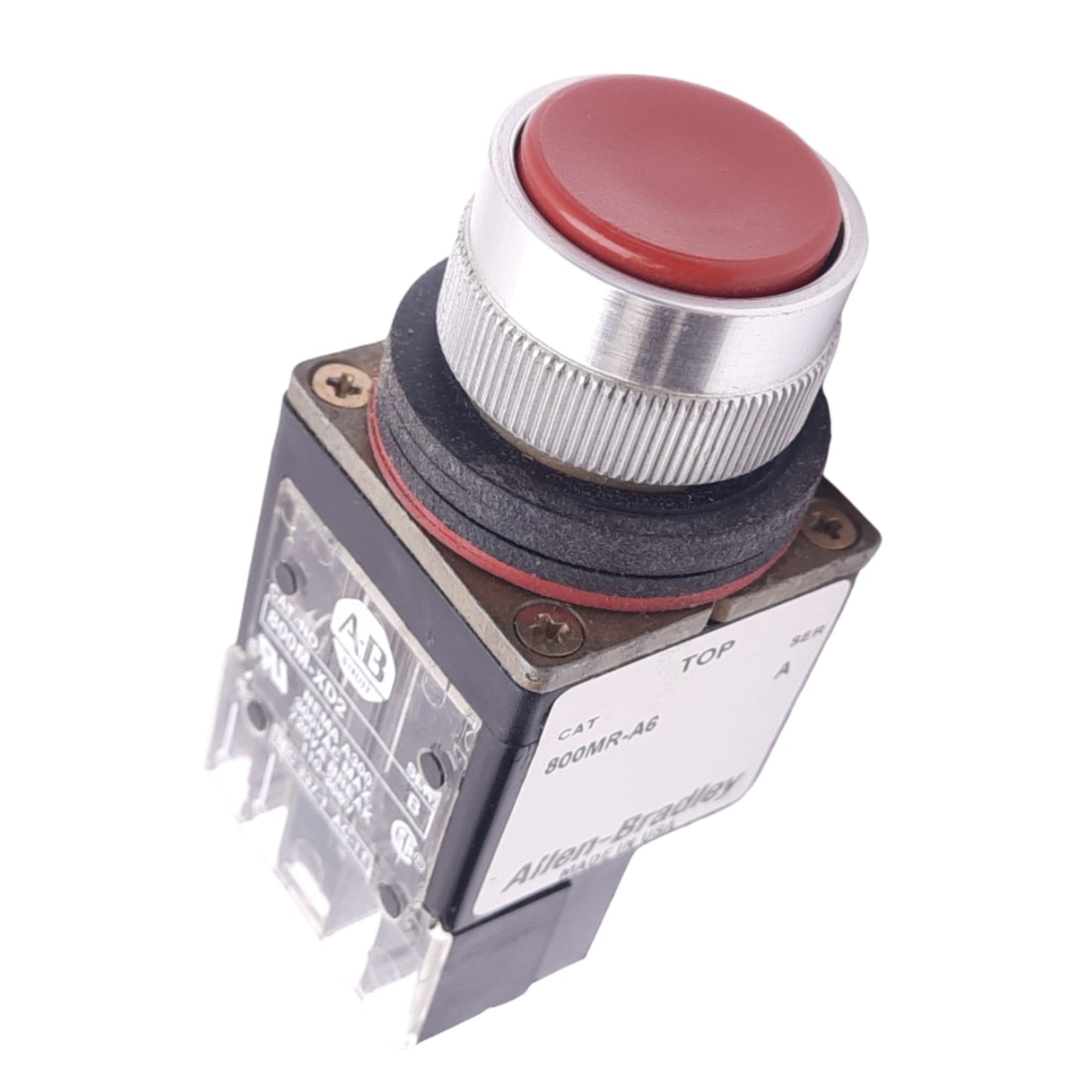 Used Allen Bradley 800MR-A6 Red Momentary Pushbutton, ø22mm, 1 N.C., 300VAC 10A Max