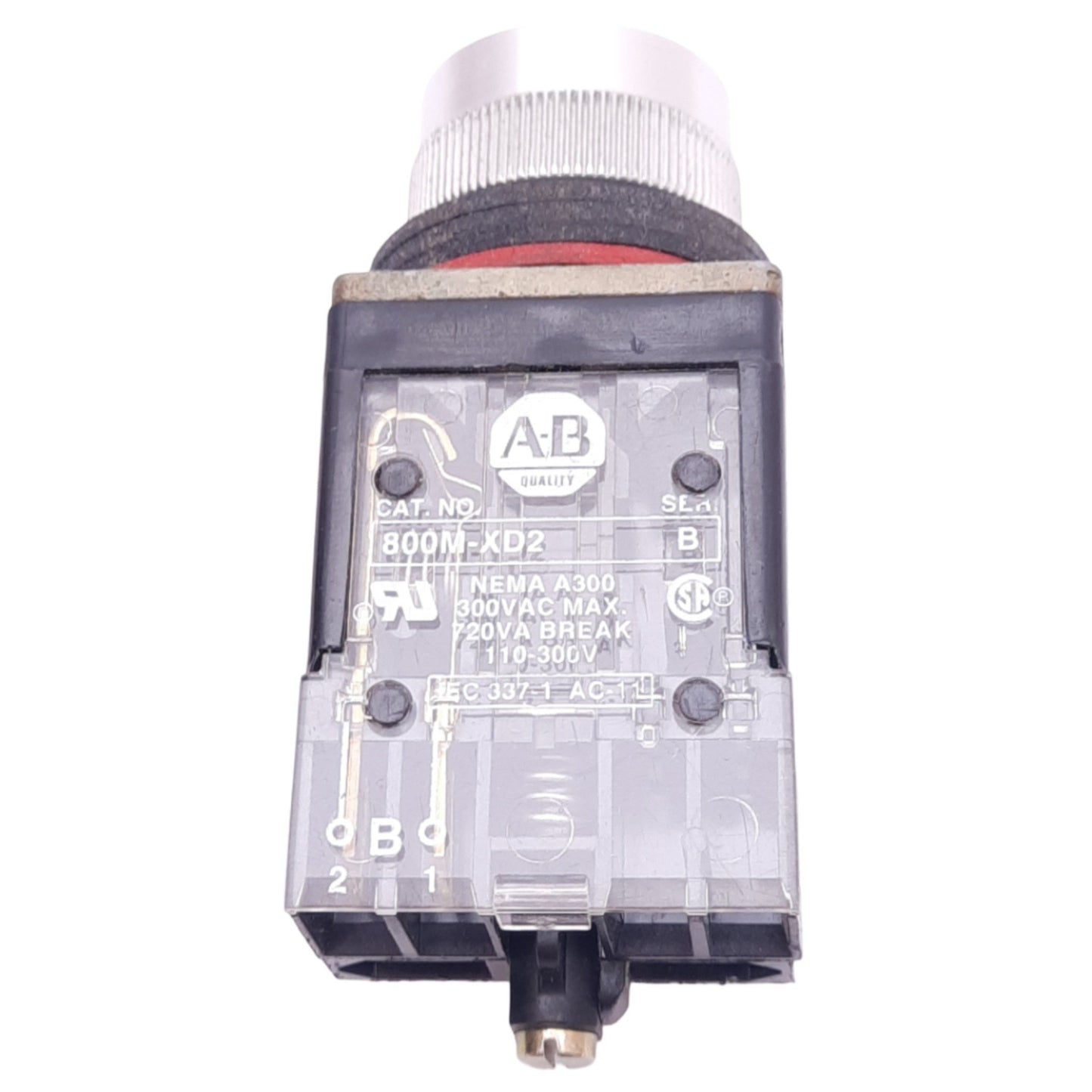 Used Allen Bradley 800MR-A6 Red Momentary Pushbutton, ø22mm, 1 N.C., 300VAC 10A Max