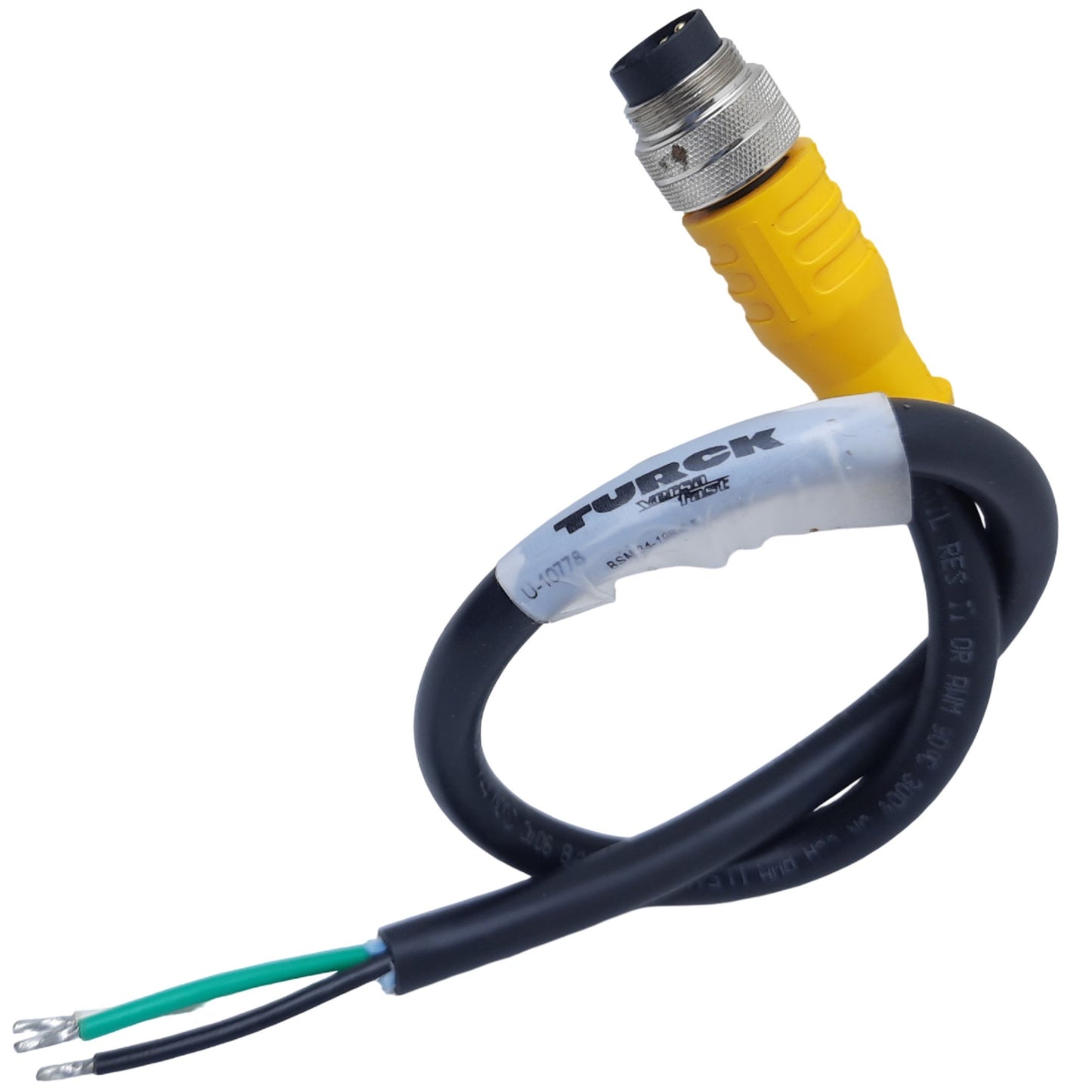 New – Open box Turck BSM 34-198 U10778 PowerFast Cordset 3-Pin M16 Male 600V AC/DC 15A, 0.5m