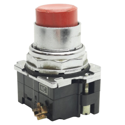 Used Eaton 10250T Push Button ø30.5mm, Momentary, 1NC, Color Red, 600VAC, 250VDC, 10A