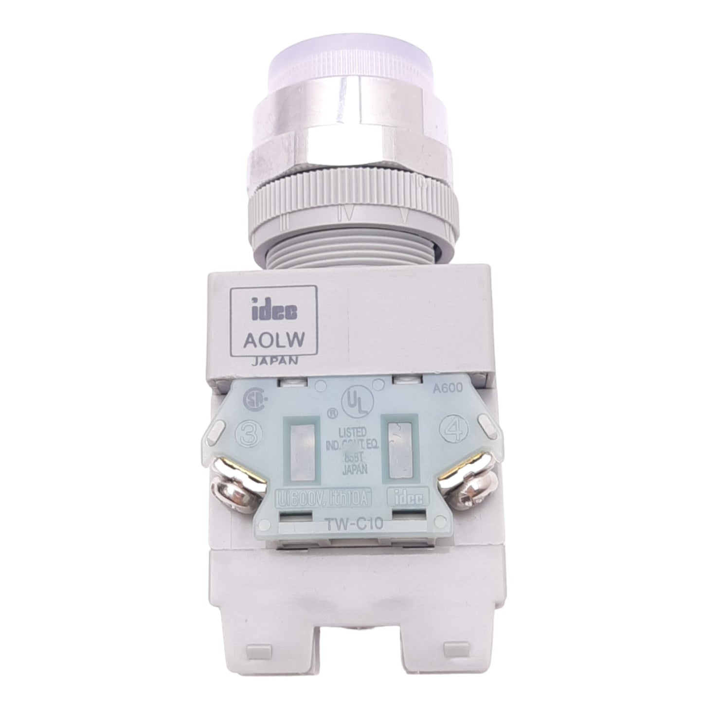 New IDEC HW4L-A2F20QD-W-24V White Maintained Pushbutton, 2-Position, 22mm, 24V LED