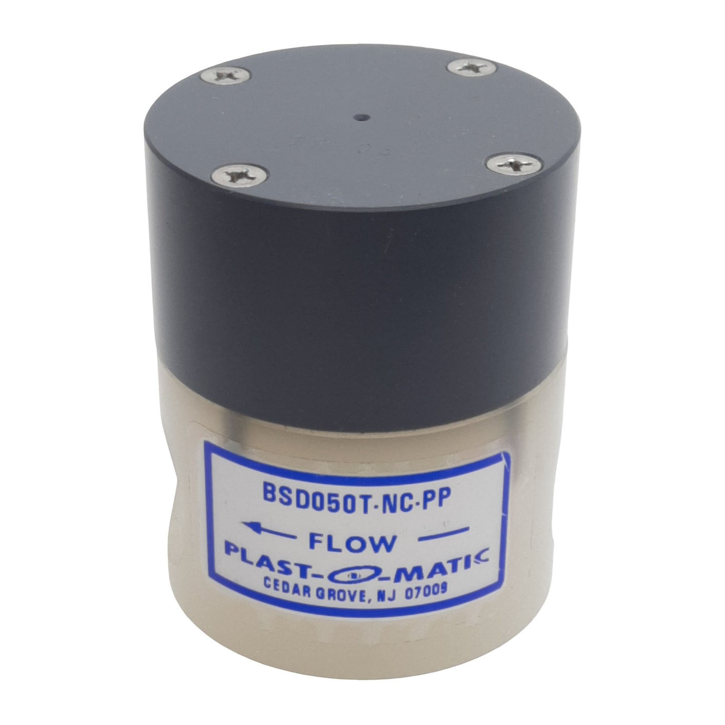 Used Plast-O-Matic BSD050T-NC-PP Pneumatic Valve, 3-Way NC, 1/2in NPT, 0-100psi, PTFE