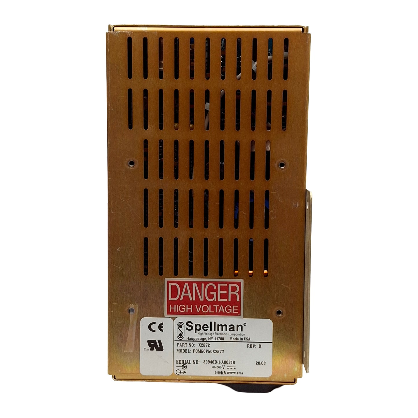 Used Spellman PCM50P50X2572 X-Ray Power Supply, 85-265VAC IN, 0-50kVDC 1mA OUT