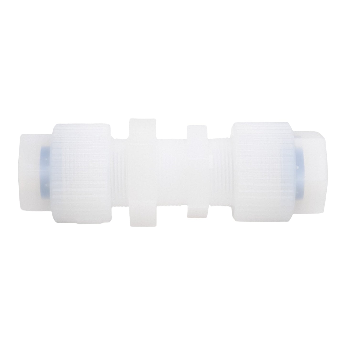New Entegris PM12GN-1 Straight Union Fitting, 3/4" x 3/4" QuikGrip, Panel Mount, PFA