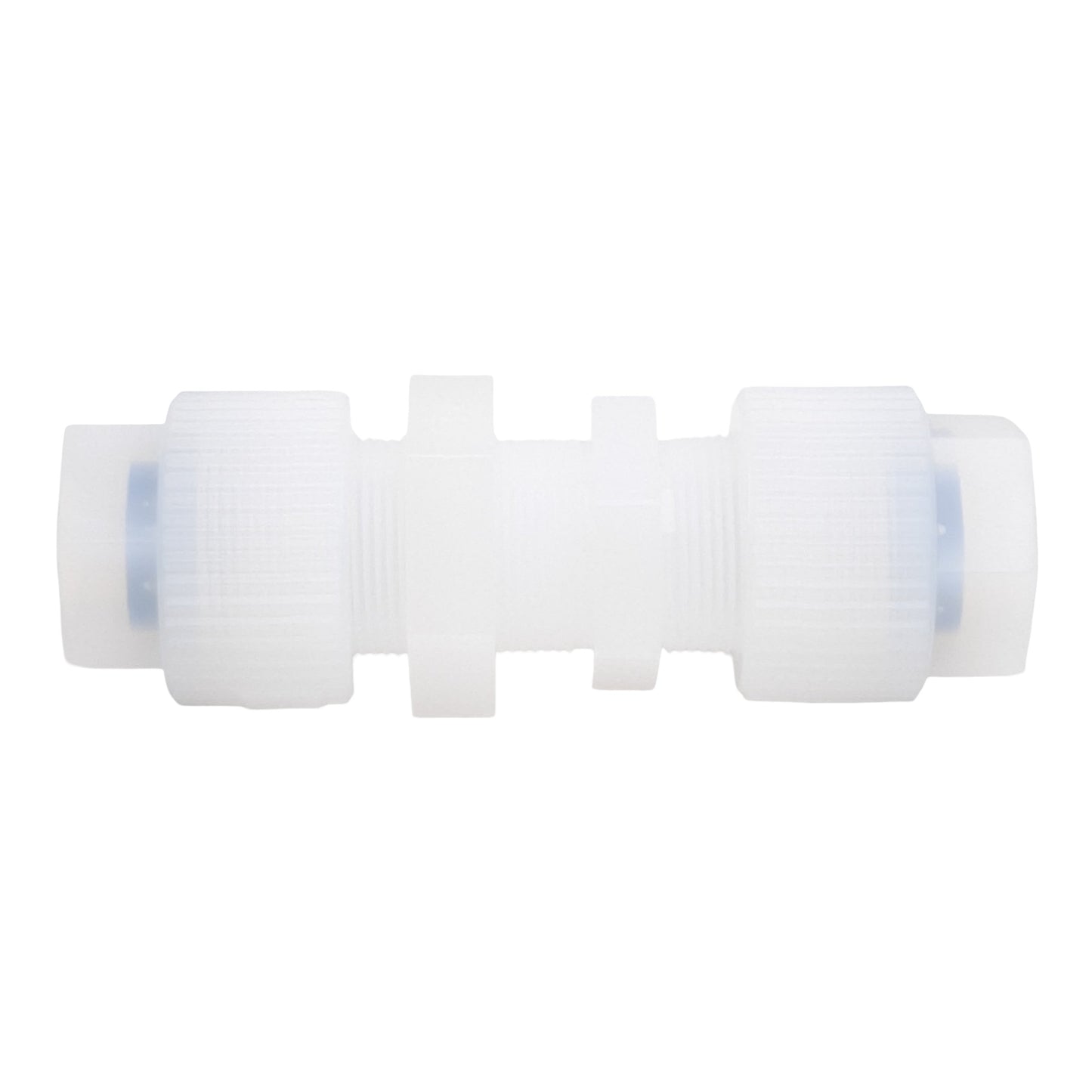 New Entegris PM12GN-1 Straight Union Fitting, 3/4" x 3/4" QuikGrip, Panel Mount, PFA