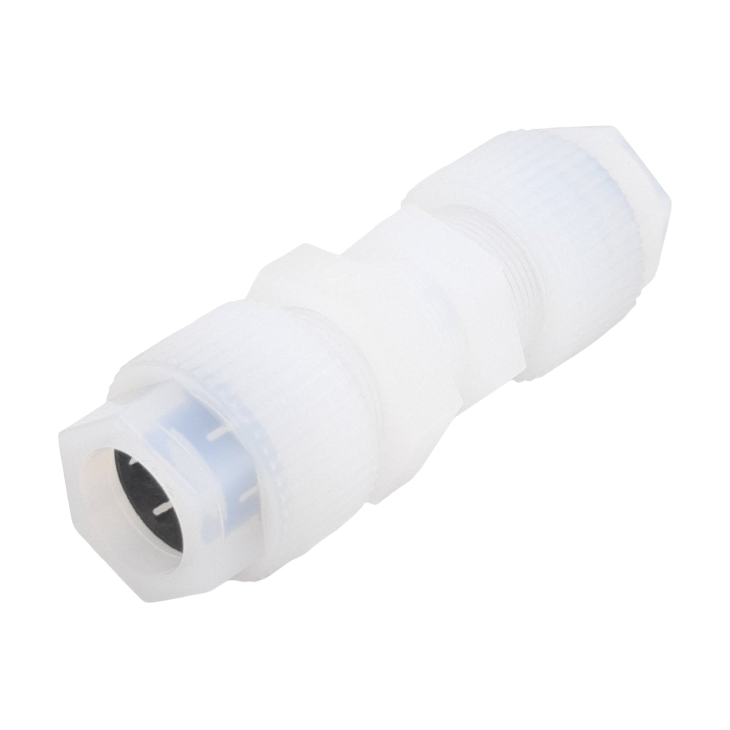 New Entegris PM12GN-1 Straight Union Fitting, 3/4" x 3/4" QuikGrip, Panel Mount, PFA