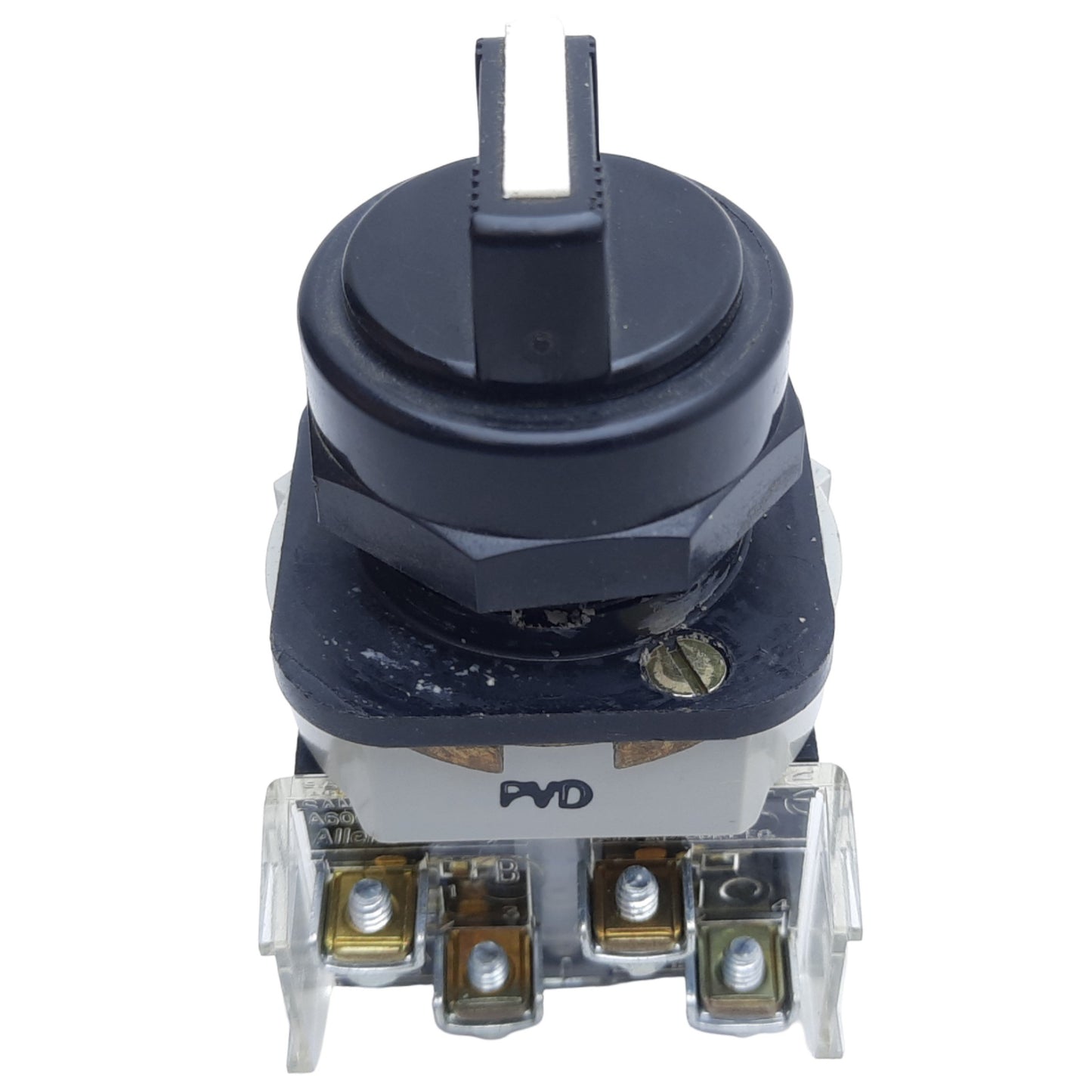 Used Allen Bradley 800H-JR4 Selector Switch, 3-Position Knob, 30mm, Spring Return