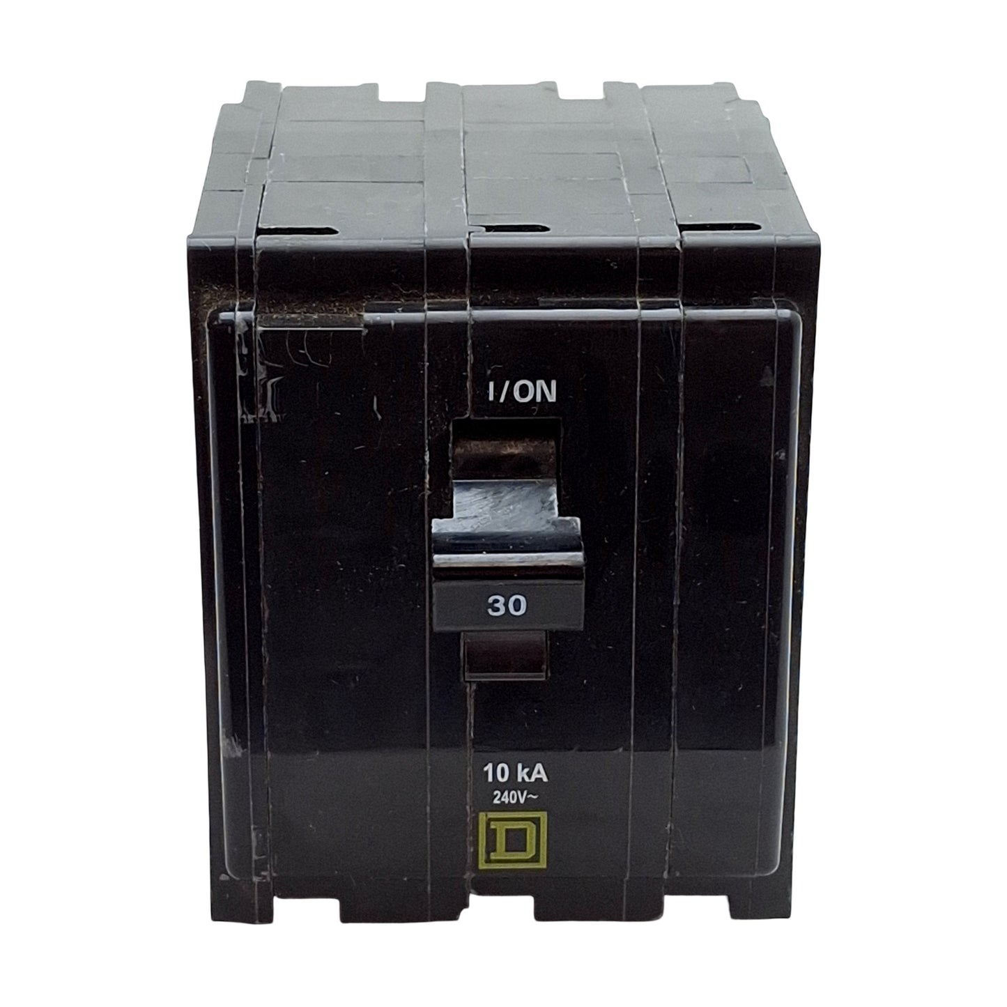Used Square D QO330 Miniature Circuit Breaker, 3-Pole, 30A, 120/240VAC, Plug-In