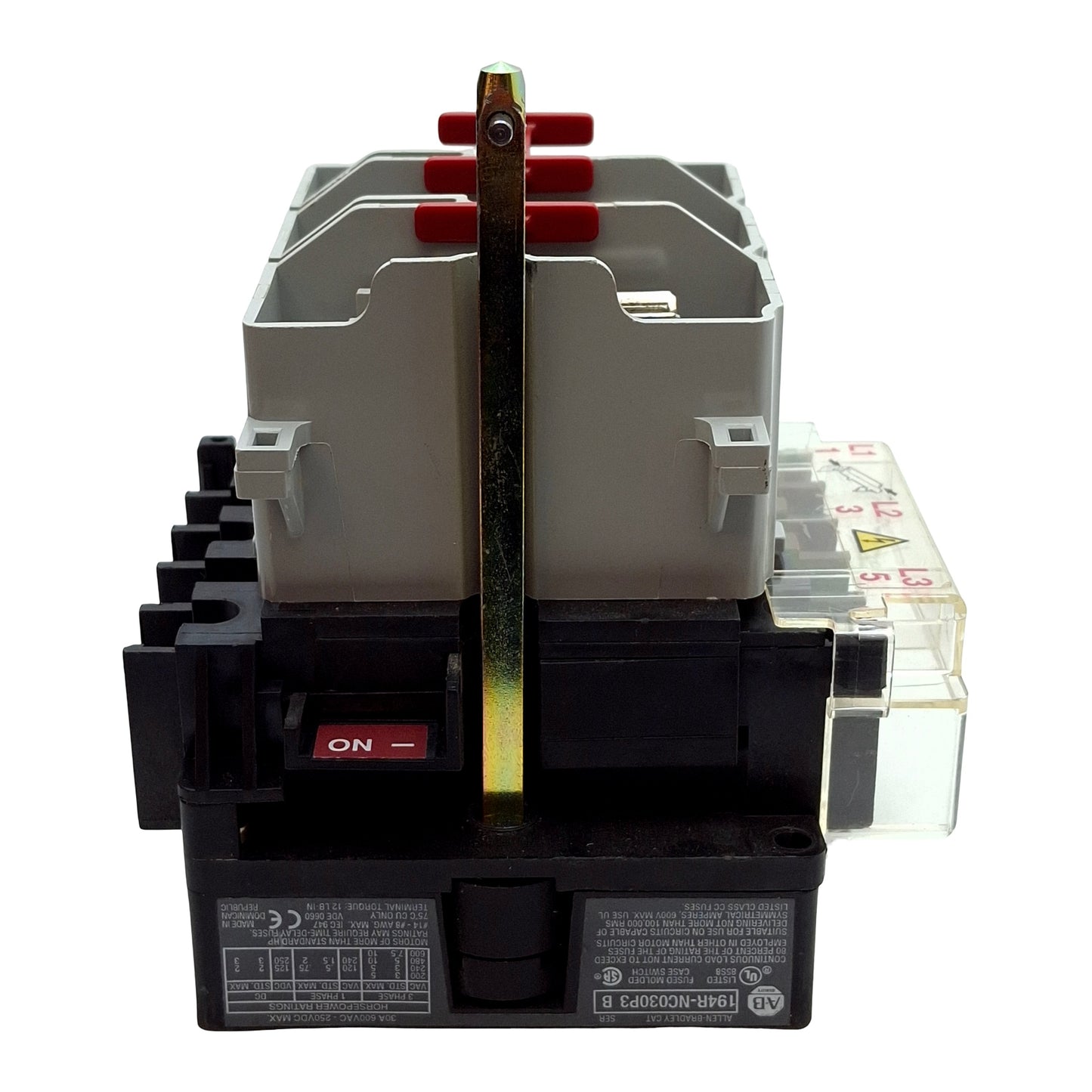 Used Allen Bradley 194R-NC030P3 Ser B Disconnect Switch, 3-Pole, 30A, 250VDC 600VAC