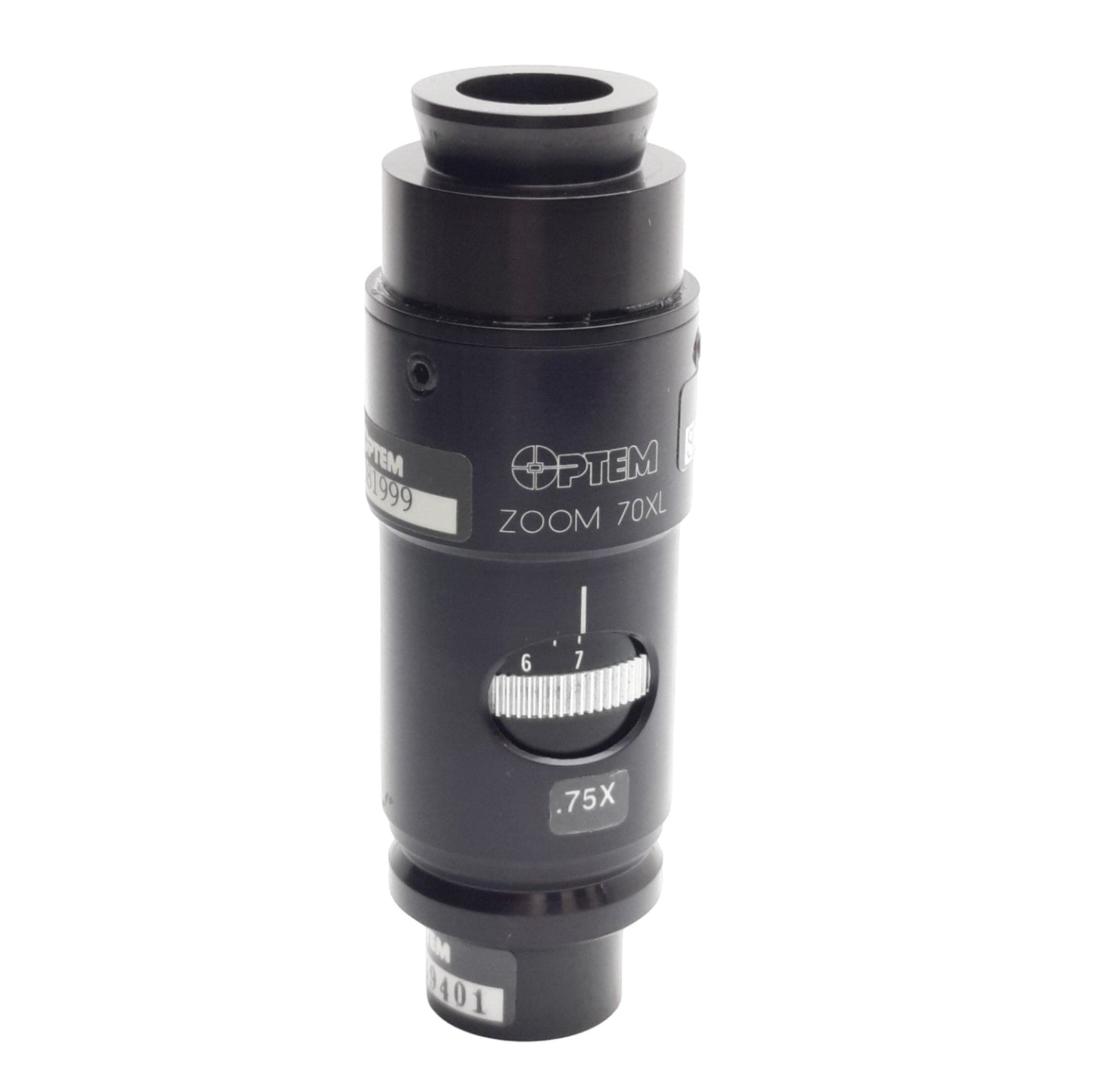 Used Qioptiq SH081999 Optem Zoom 70XL Micro Inspection Zoom Lens, 0.75X to 5.25X Mag.