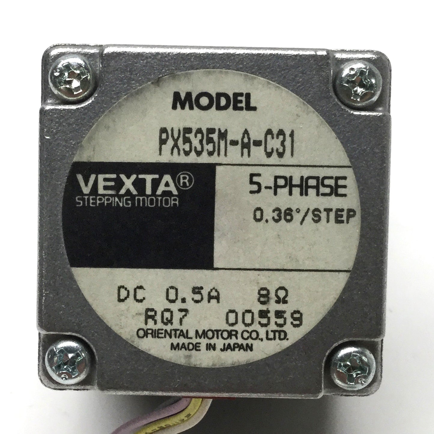 Used Oriental PX535M-A-C31 Vexta 5-Phase Stepper Motor, 0.36° Full Step, 0.5A/Winding