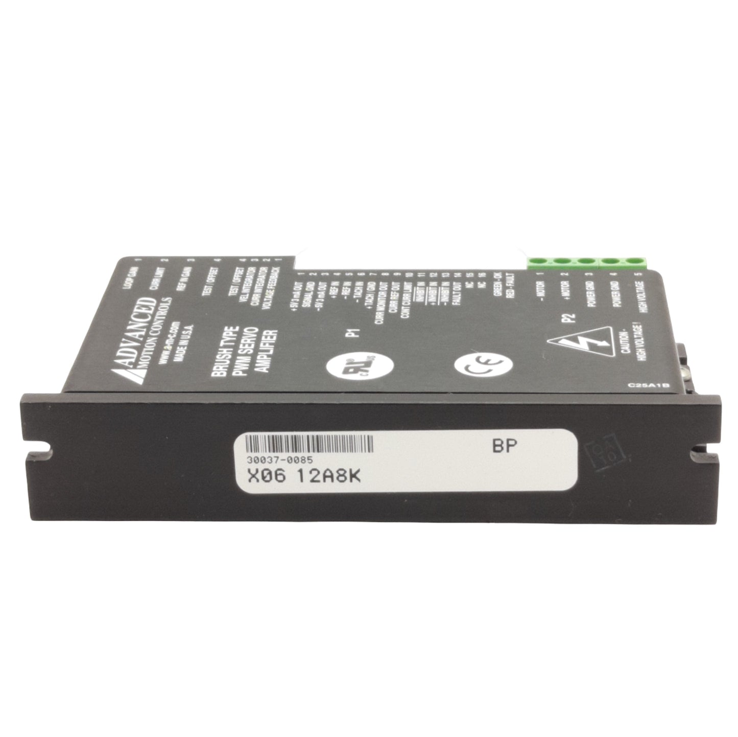 Used Advanced Motion 12A8K Brushed PWM Servo Amp, 6A Cont., 20-80VDC, 10V Analog