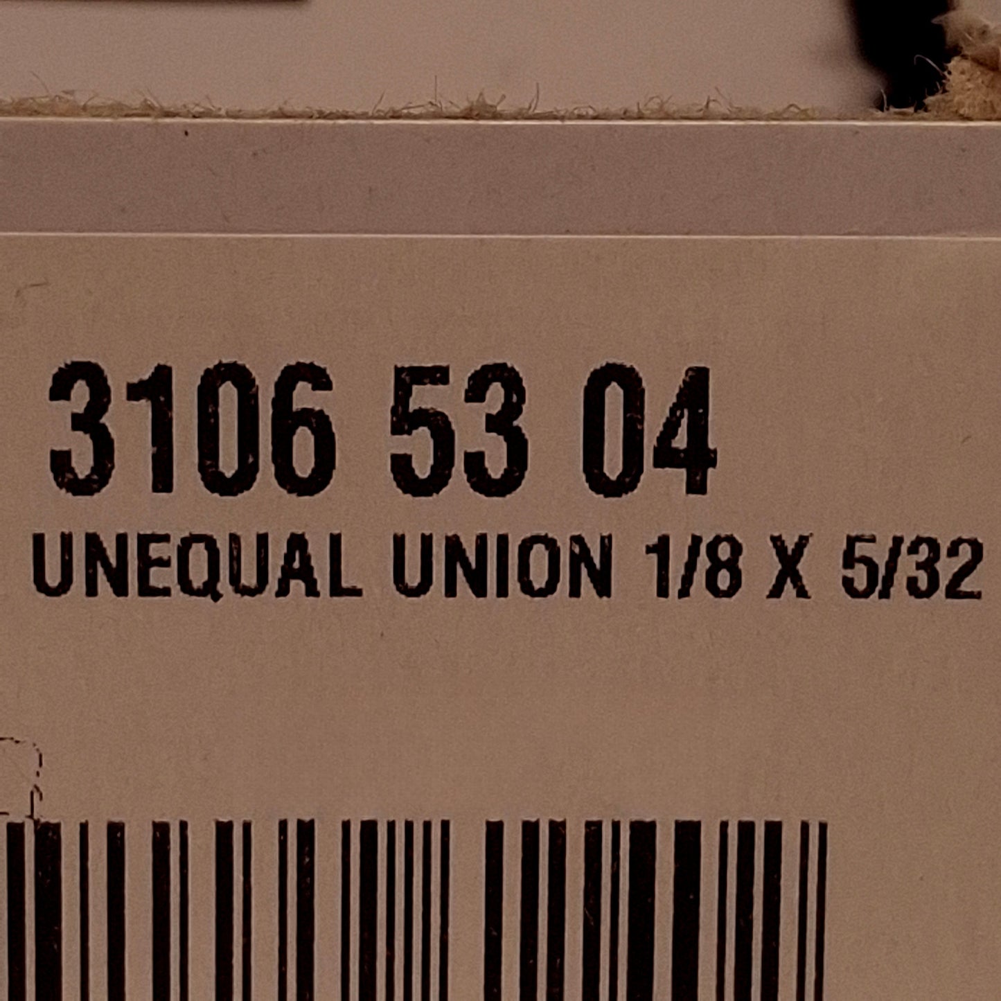 Used Lot of 5 Parker 3106 53 04 Unequal Union Fitting, ø1/8in to ø5/32in ID, 290psi