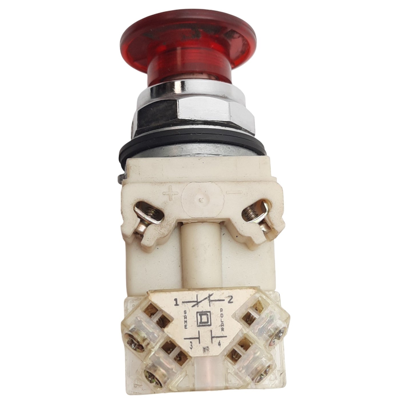 Used Square D 9001KM32 Illuminated Push/Pull Button ø30mm, 12VAC/14VDC, Red, 1NC+1NO