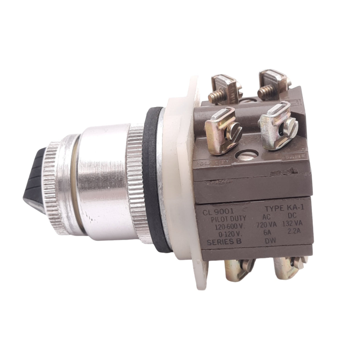 Used Square D CL9001 KA-1 Selector Switch, 2-Position Maintained, 30mm, 2NO 2NC, 600V